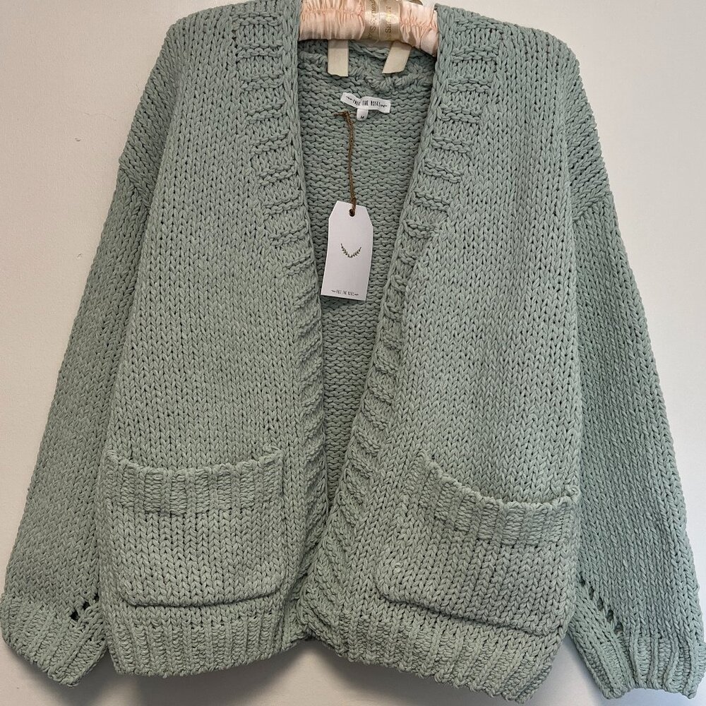 FREE THE ROSES CHUNKY KNIT OPEN FRONT CARDI
